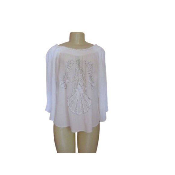 Lilly Pulitzer Nita Top White Beaded Off-The-Shoulder Blouse S - Picture 1 of 5